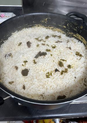 A picture of Hyderabadi chicken dum biryani.