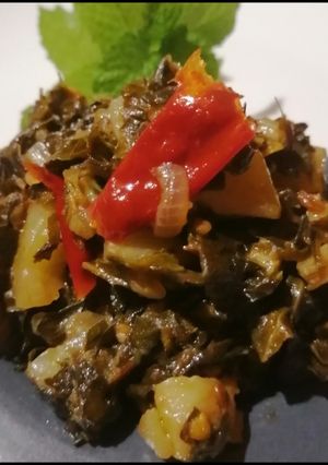 A picture of Braised Spinach `and Potato.