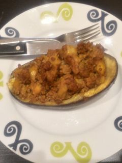 Una foto de Berenjenas rellenas de carne picada