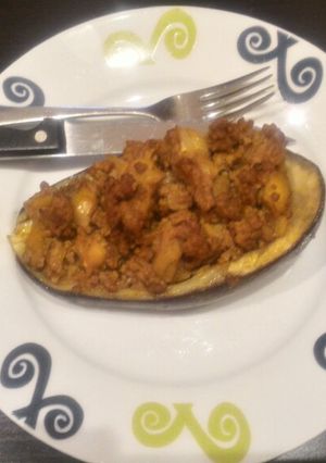 Una foto de Berenjenas rellenas de carne picada