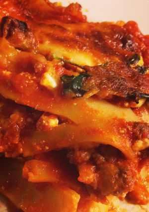 A picture of Bison Lasagna.