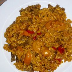 A picture of Pepper Steak & Rice.