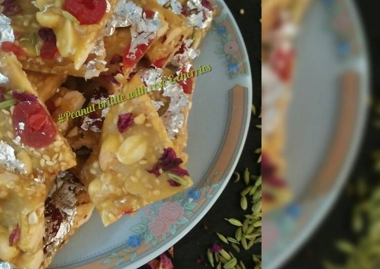 recipes for Peanut brittle with rose &amp;cherries | how to make the best Peanut brittle with rose &amp;cherries