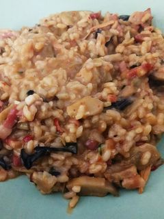 Una foto de Risotto de alcachofa y bacon