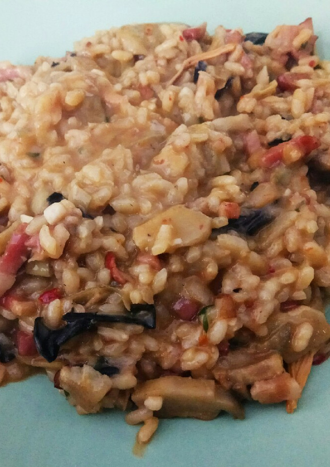 Una foto de Risotto de alcachofa y bacon