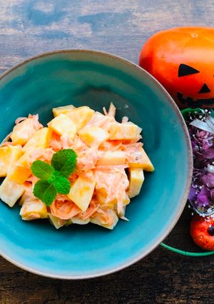 A picture of Halloween Japanese Persimmon salad.