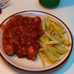 A picture of Currywurst | German street food.