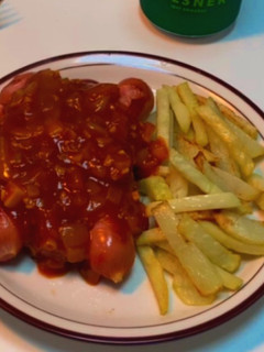 A picture of Currywurst | German street food.