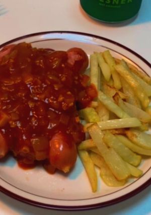 A picture of Currywurst | German street food.