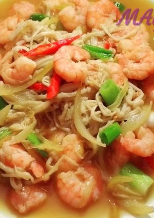 Foto resep Udang jamur inoki with sauce tiram 😚