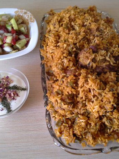عکسی از دستور لوبیاپلو با گوشت الی بانو