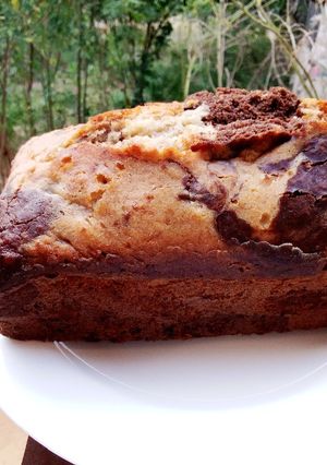 A picture of Marbled chocolate banana bread.