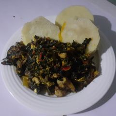 A picture of Yam and Vegetables.
