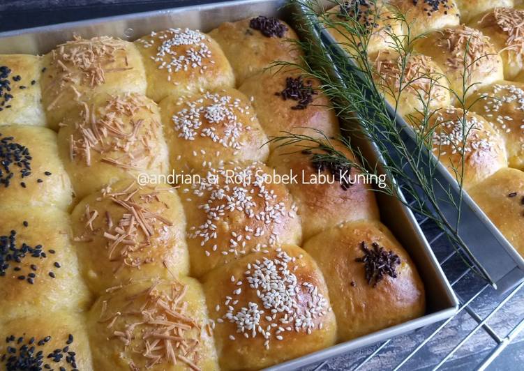 Resep masakan Roti Sobek Labu Kuning (Eggless, Tanpa Ulen) | Cara Masak Roti Sobek Labu Kuning (Eggless, Tanpa Ulen) Yang Paling Enak