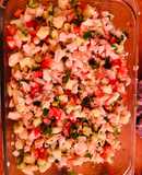 Ceviche de pescado y camarón cocido