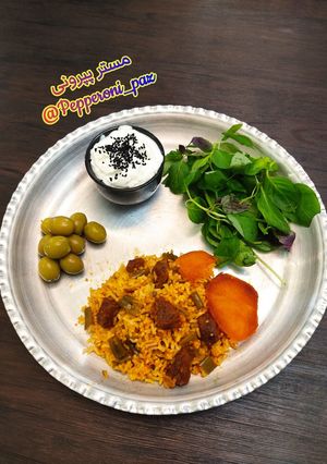 عکسی از دستور لوبیا پلو با گوشت تکه ای 🥰