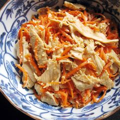 A picture of Yuba (Tofu Skin) & Carrot ‘Goma-ae’.