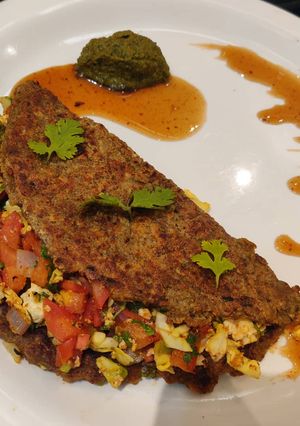 A picture of Ragi,oats,moong dal chilla.