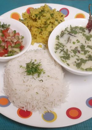 A picture of Sukhi Moong Dal & Kadhi (Gujarati).