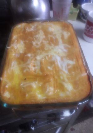 Una foto de Pastel de calabaza y pollo #almuerzo