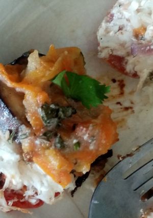 Una foto de Tostadas de Berenjena al agridulce