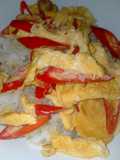 Omelet with Red Sweet Pepper over Rice