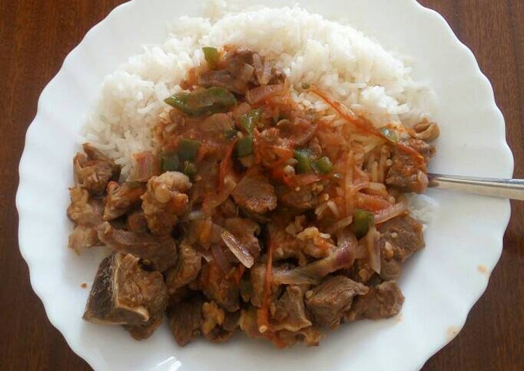 Simple Way to Make Any-night-of-the-week Beef Stew and White Rice