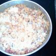Macarrones con salchichas bacon y queso gratinado