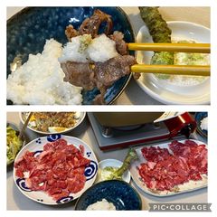A picture of Japanese Wagyu Beef with Wasabi.