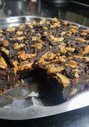 Una foto de Brownies veganos de boniato y calabaza anco batata