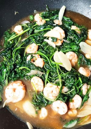 Foto resep Tumis bayam udang