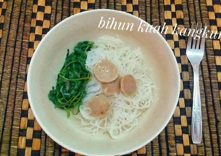 Bihun kuah kangkung dan bakso #sarapan day 1