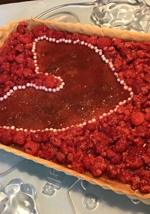 Une photo de Tarte framboises vanille pâte brisée au lait
