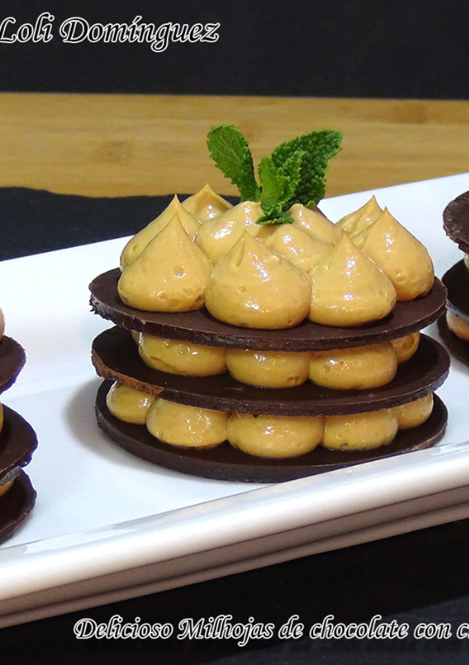 Una foto de Delicioso Milhojas de chocolate con crema dulce de leche (Reto 3 ingredientes)