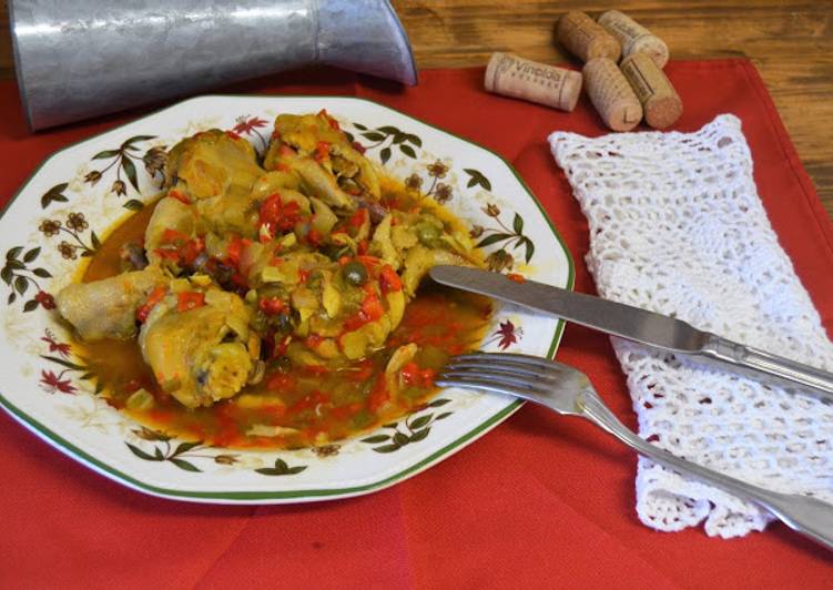 Muslos de pollo con pimientos (Crock Pot)