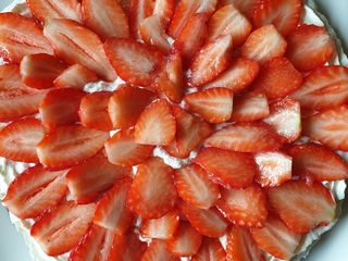 Tarte aux fraises sur un sablé breton