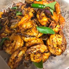 A picture of Prawn Roast / Shrimp Fry / Stir Fried Masala Coated Prawns (Kerala Style).