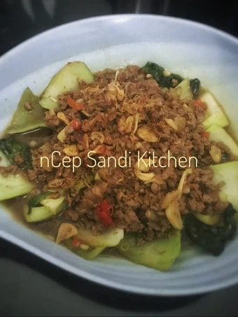 Cara Mudah Membuat Resep Tumis Bok Choy Daging Cincang Bumbu Serai Anti Ribet, Enak Banget