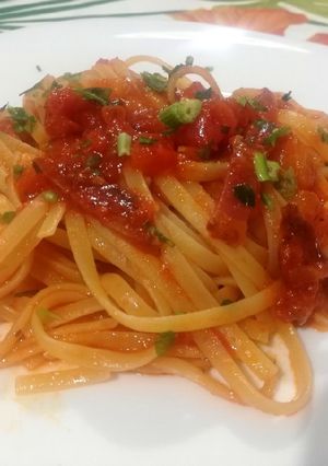 Foto di Linguine con Pancetta Nostrana e Pomodorini Freschi
