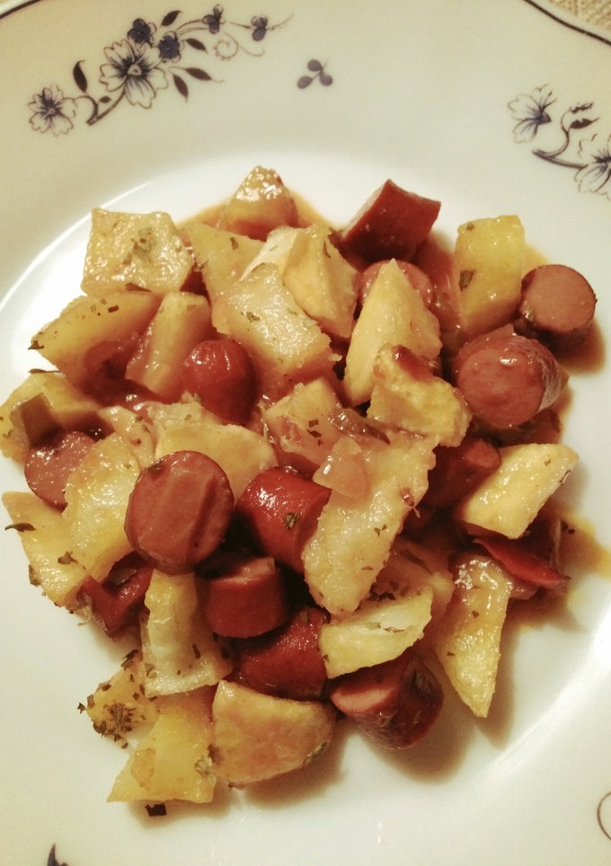 Una foto de Papas con salchichas de siempre!!