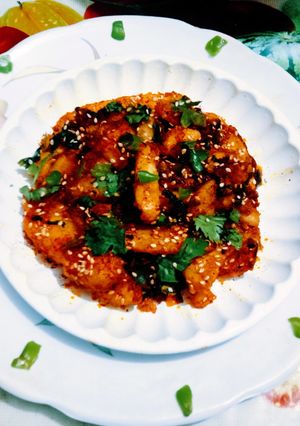 A picture of Crispy tasty delicious honey chilli potato(Chinese recipe).