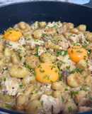 Ñoquis o Gnocchis con pollo y yemas