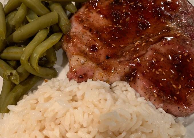 Grilled Pork Chop with a Raspberry Chipotle Sauce