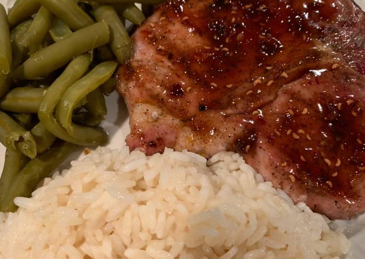 Steps to Make Super Quick Homemade Grilled Pork Chop with a Raspberry Chipotle Sauce