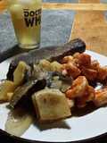 Brad's whiskey braised tri tip and chili lime prawns