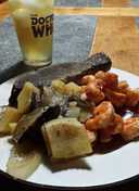 Brad's whiskey braised tri tip and chili lime prawns