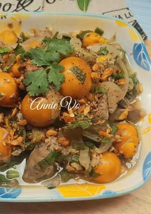 Hình của món Lòng gà trứng gà non xào hành tây.