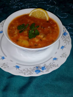 عکسی از دستور سوپ عدس و جو پرک