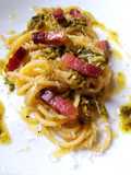 Spaghetti con Cavolo Cinese e Pancetta Affumicata