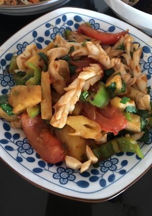 Hình của món Mực xào dứa.